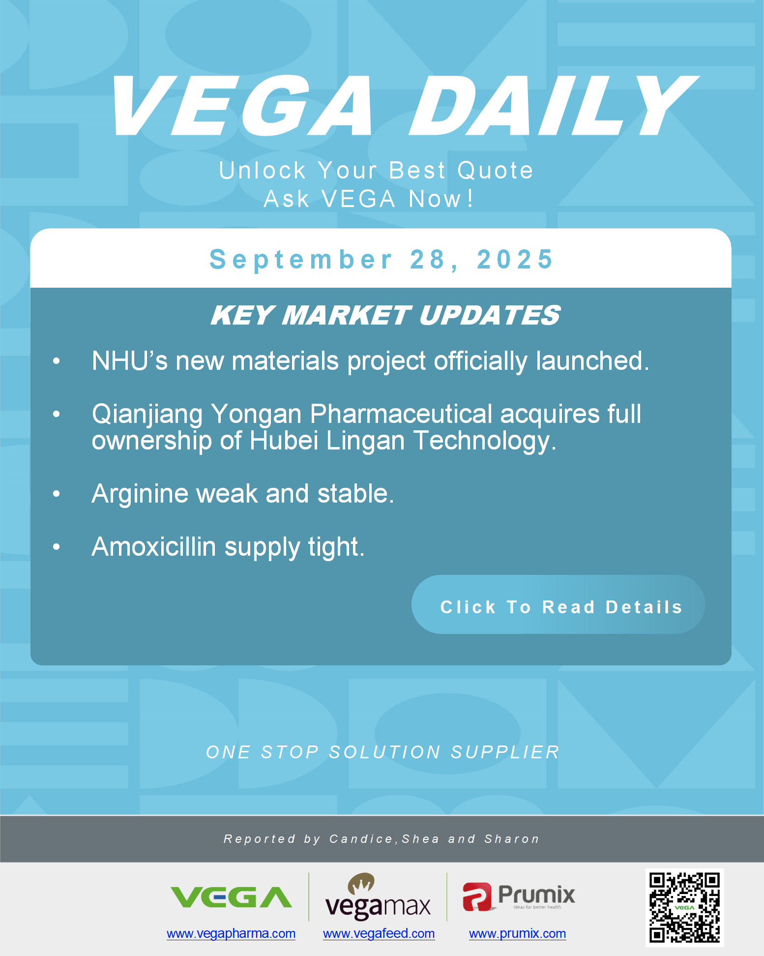 VEGA Daily Dated on September 28th 2025 Vitamin Amino Acid APl Food Additives.png